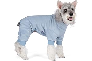 cyeollo Dog Pajamas Large, Stretchable Fleece Pet Onesie Coat for Small Dogs Pjs Warm Doggie Jumpsuit Soft Cold Weather Dog Clothes Outfits, Light Blue L