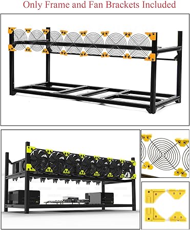 Amazon Com 8 Gpu Aluminum Stackable Mining Rig Case Open Air Frame Miner Case Unassembled Kit For Eth Etc Zcash Ethereum Bitcoin And Altcoins Classic Only Frame And Fan Brackets Included Computers Accessories