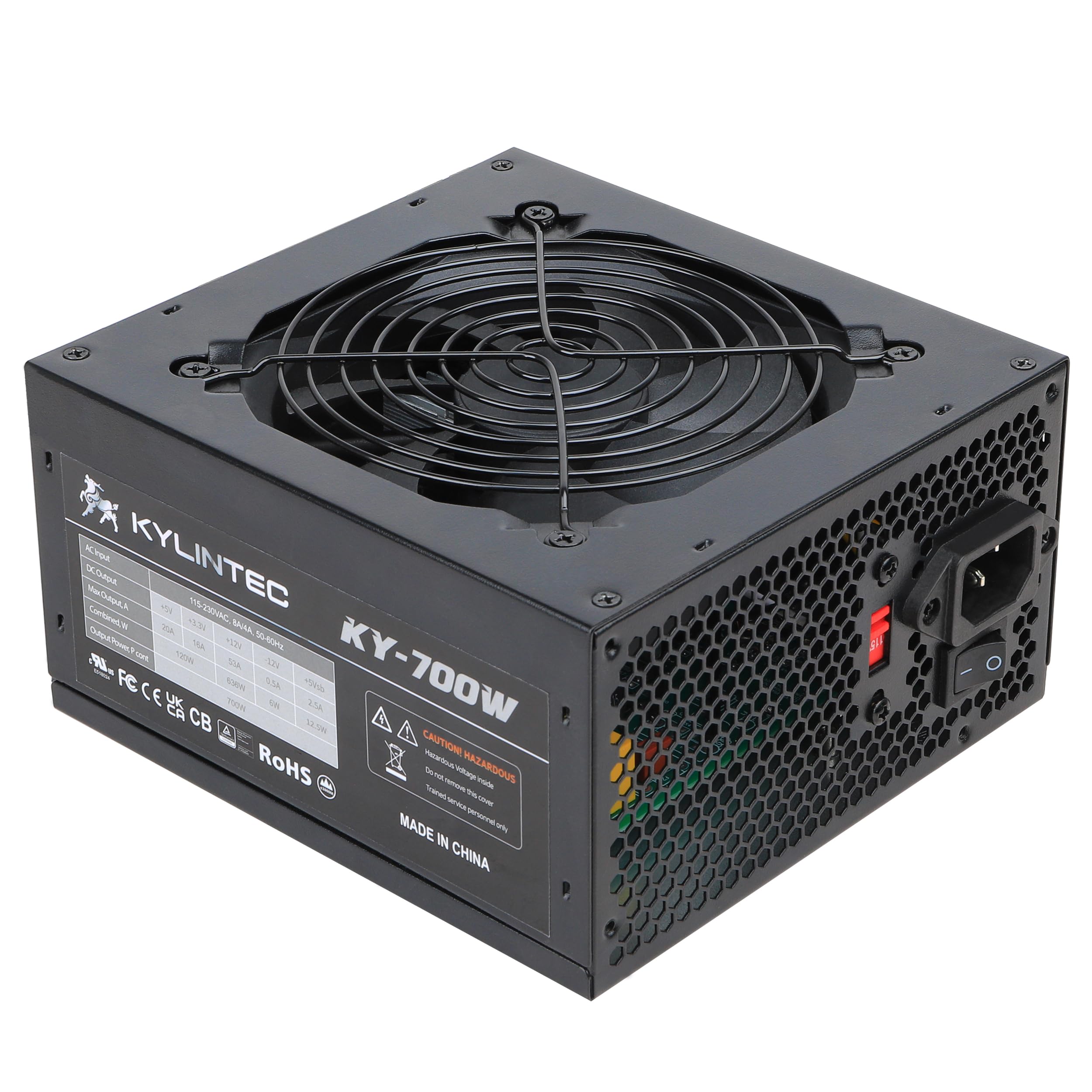 Photo 1 of 700w Power Supply Non-Modular ATX PSU with 6+2 Pin Connectors PFC Protection and 120mm Silent Fan Gaming PSU KY-700 Black