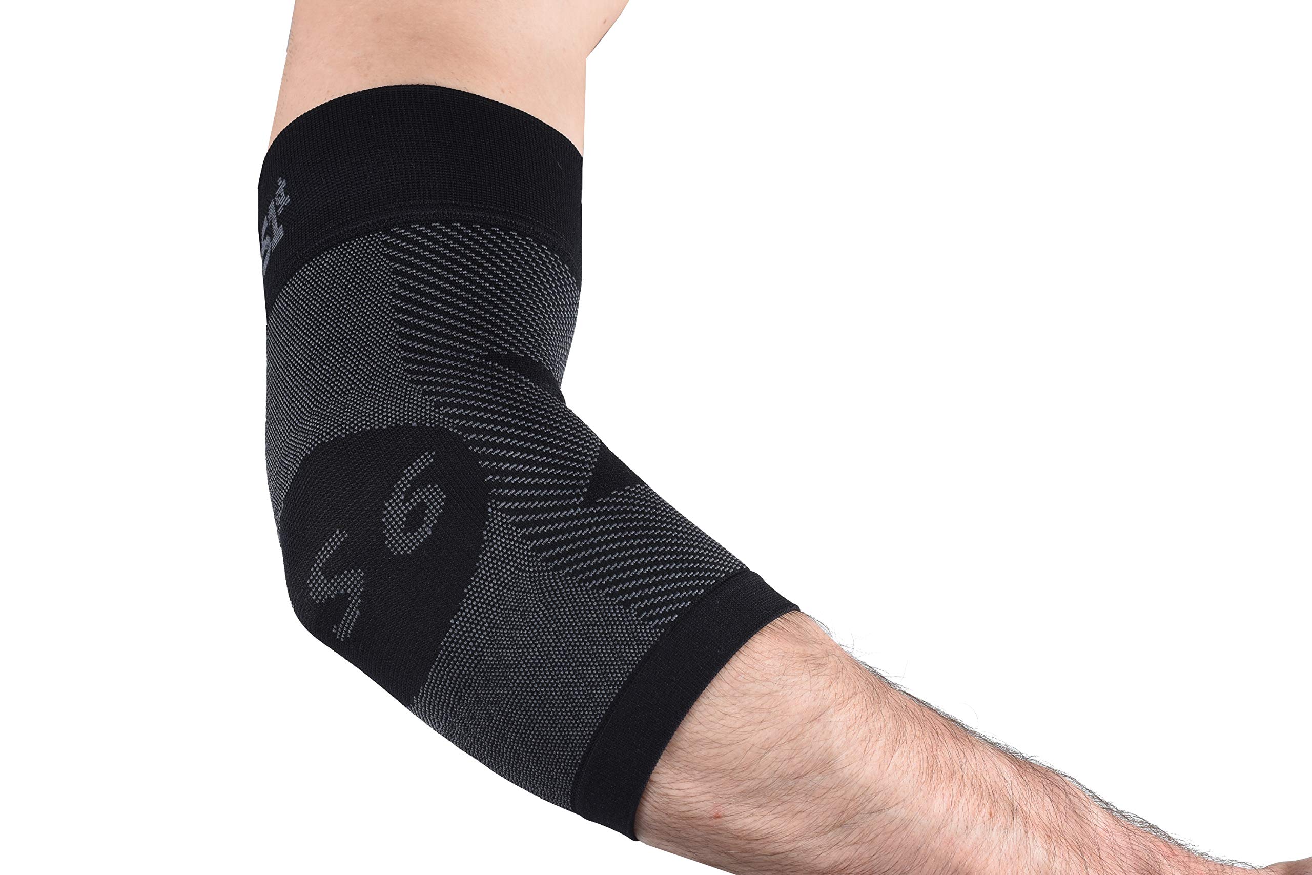 Orthosleeve ES6 Elbow Brace for Tennis/Golfer's elbow, tendonitis, medial and lateral epicondylitis and general forearm and elbow pain - Black S