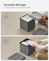 SONGMICS Storage Ottoman Bench Footrest 30x30x30 cm Dark Grey LSF028G20 view 4