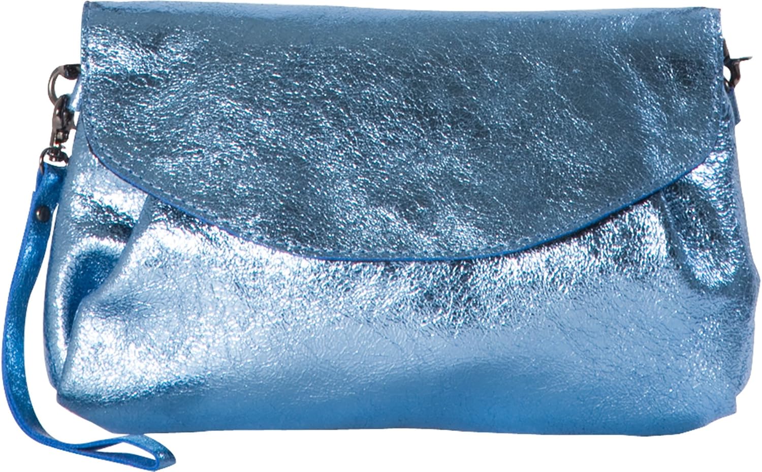 metallic blue purse