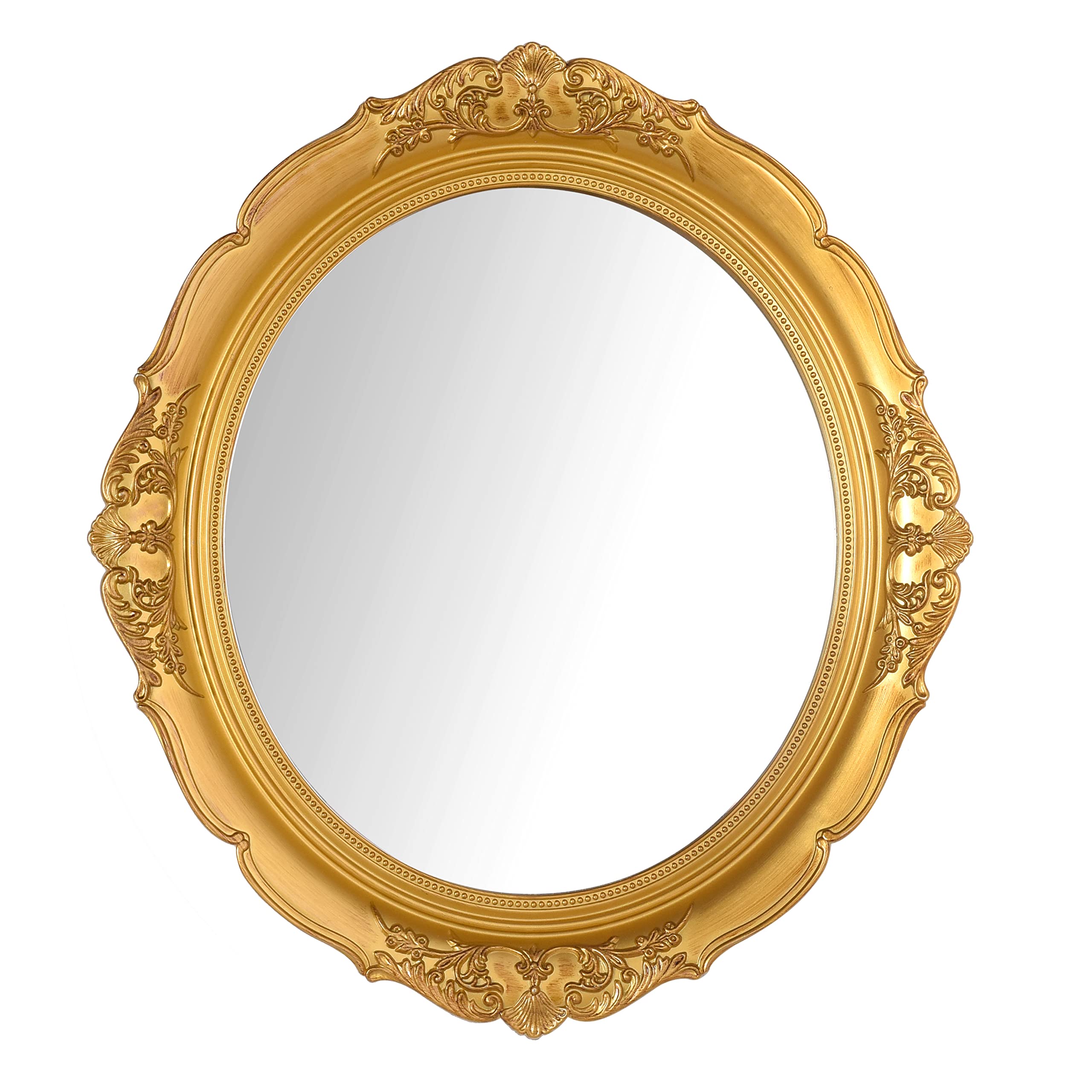 Eaoundm 33 x 37.6 cm Decorative Wall Mirror,Vintage Hanging Mirrors for Bedroom Living-Room Dresser Decor Oval (Gold)