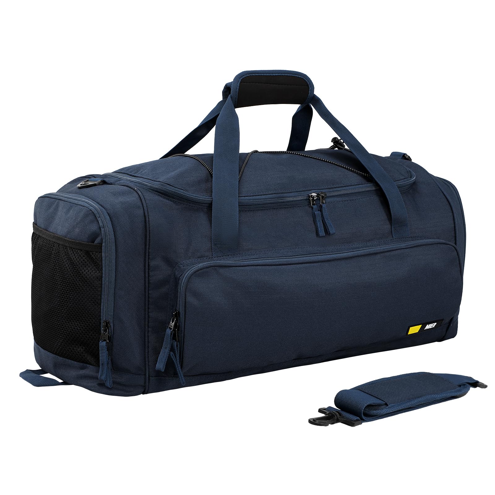 MIER Gym Bag Sports Duffel Bag for Men and Women with Shoes Compartment, Weekend Overnight Bag Carry on,Dark Blue