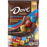 DOVE PROMISES Milk Chocolate, Dark Chocolate and Milk Chocolate &amp; Caramel Assorted Chocolate Candy, 136 Ct Bulk Bag