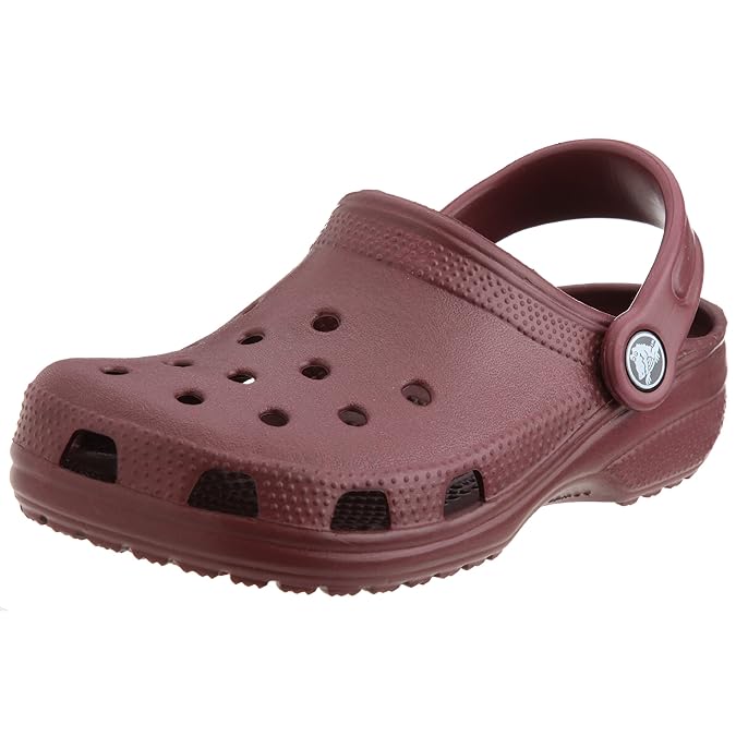 metallic burgundy crocs