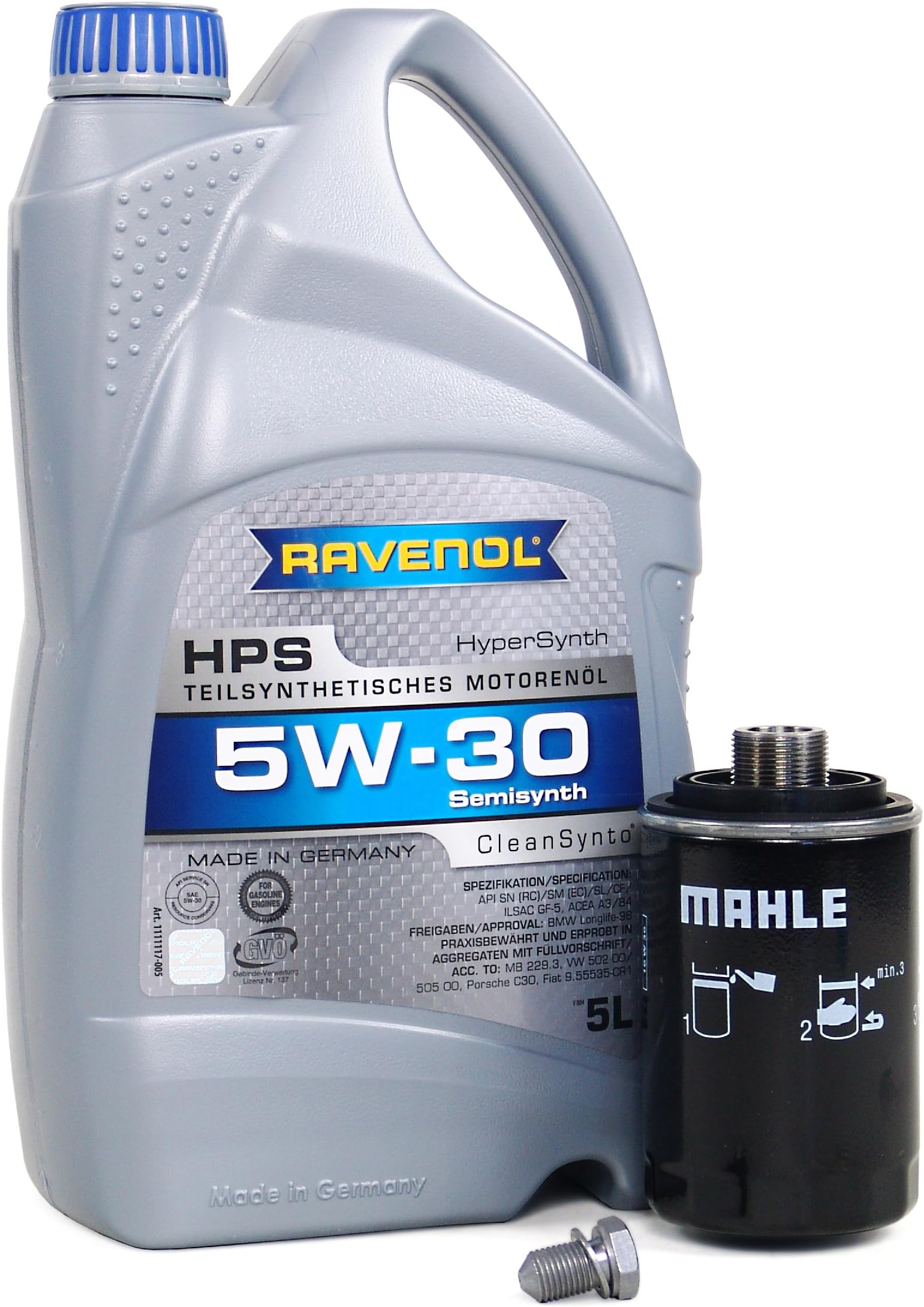 Blau J1A5087-HH Motor Oil Change Kit - Compatible with 2010-13 VW Jetta VI w/ 4 Cylinder 2.0T Engine - 5w30