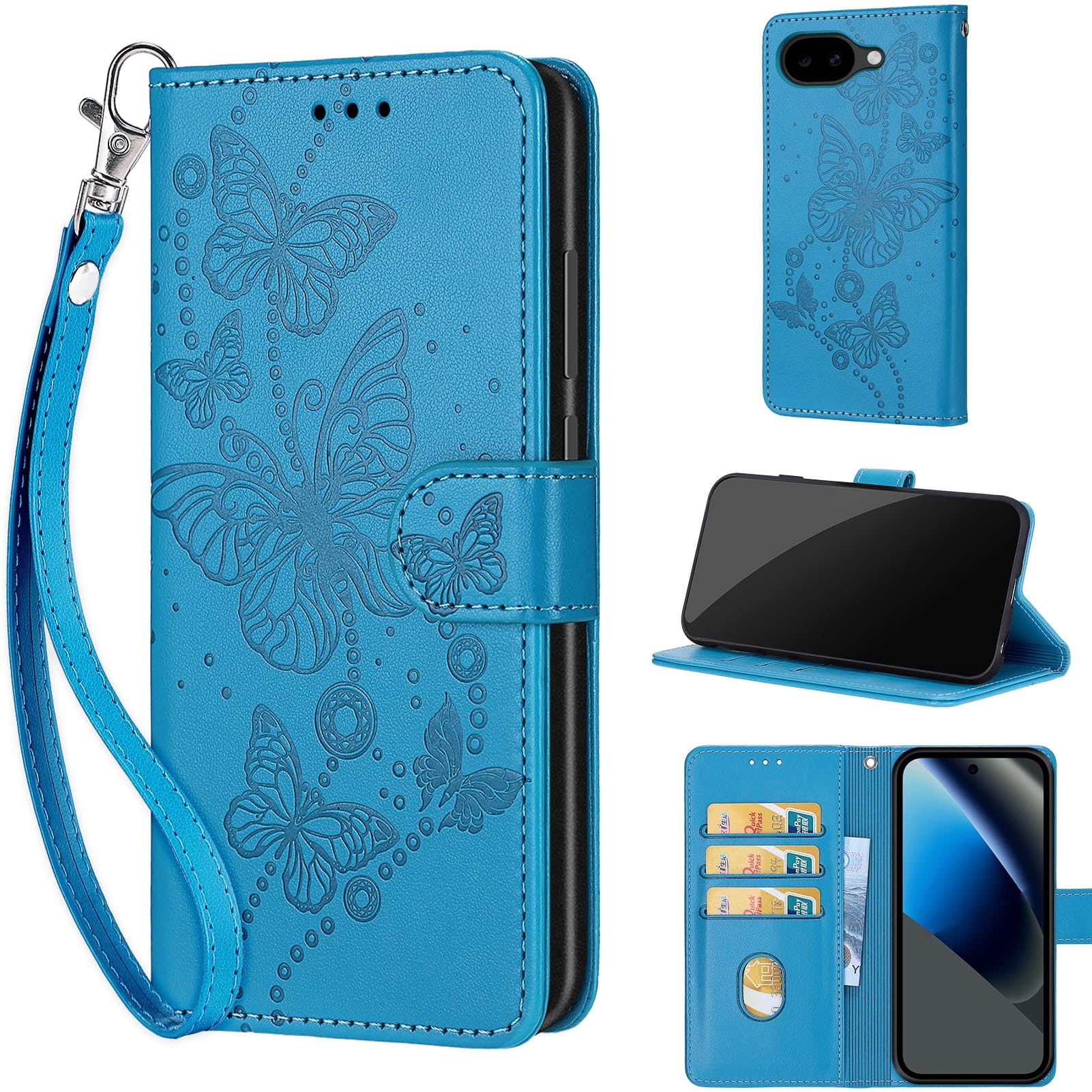 Handyhülle für Google Pixel 10a Hüllen Premium Leder Flip Wallet Case Magnet Kartenfach Standfunktion Klapphülle kompatibel mit Google Pixel 10a Hülle -Blau