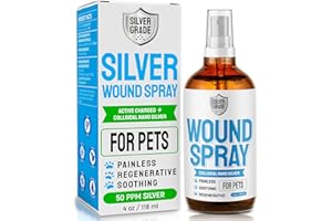 SILVER GRADE Wound Spray for Pets – Colloidal Silver Wound Care for Dogs & Cats – Helps with Skin Irritation, Hot Spots, Rashes, Scratching, Itch, Bites & Burns – Use a Dog Cone – 4 oz