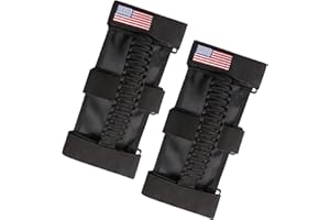 sukemichi Handles Grab Roll Bar Grab Handles Grip Handle for Jeep Wrangler Accessories TJ JK JL Gladiator JT UTV ATV - Upgrade Metal Buckle, Black, 2 Pack (Not for Sky One Touch Top, Not for 2024+ Up)