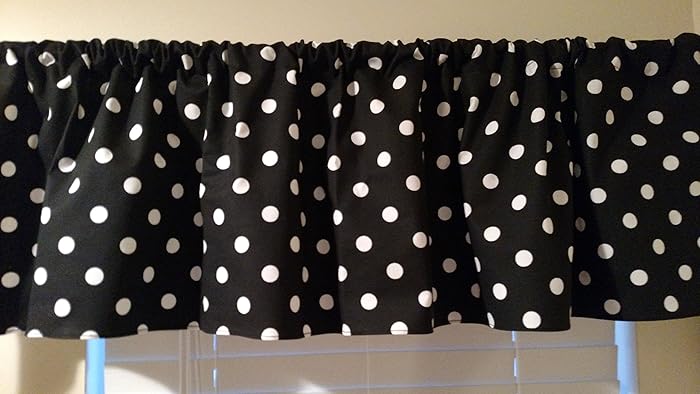 Amazon Com Black And White Polka Dots Valance Curtain Window