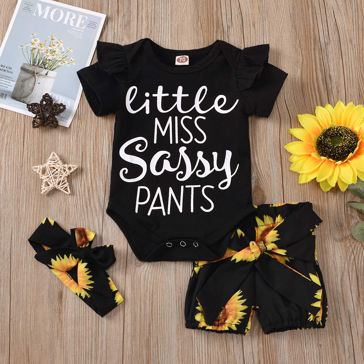 Infant Baby Girl Little Miss Sassy Pants Outfit Long Sleeve