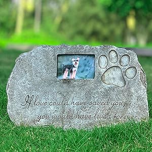 Re-Call Black Pet Tombstone Dog or Cat Memorial Stone Personalized with Waterproof Photo Dog or Cat Grave Markers in Lawn and Garden