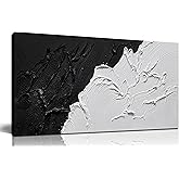 CGXART Abstract Canvas Wall Art For Bedroom Black And White Pictures Wall Decor For Living Room Minimalist Hand Painted Wall Art For Bathroom Size 20 x 40 Inch