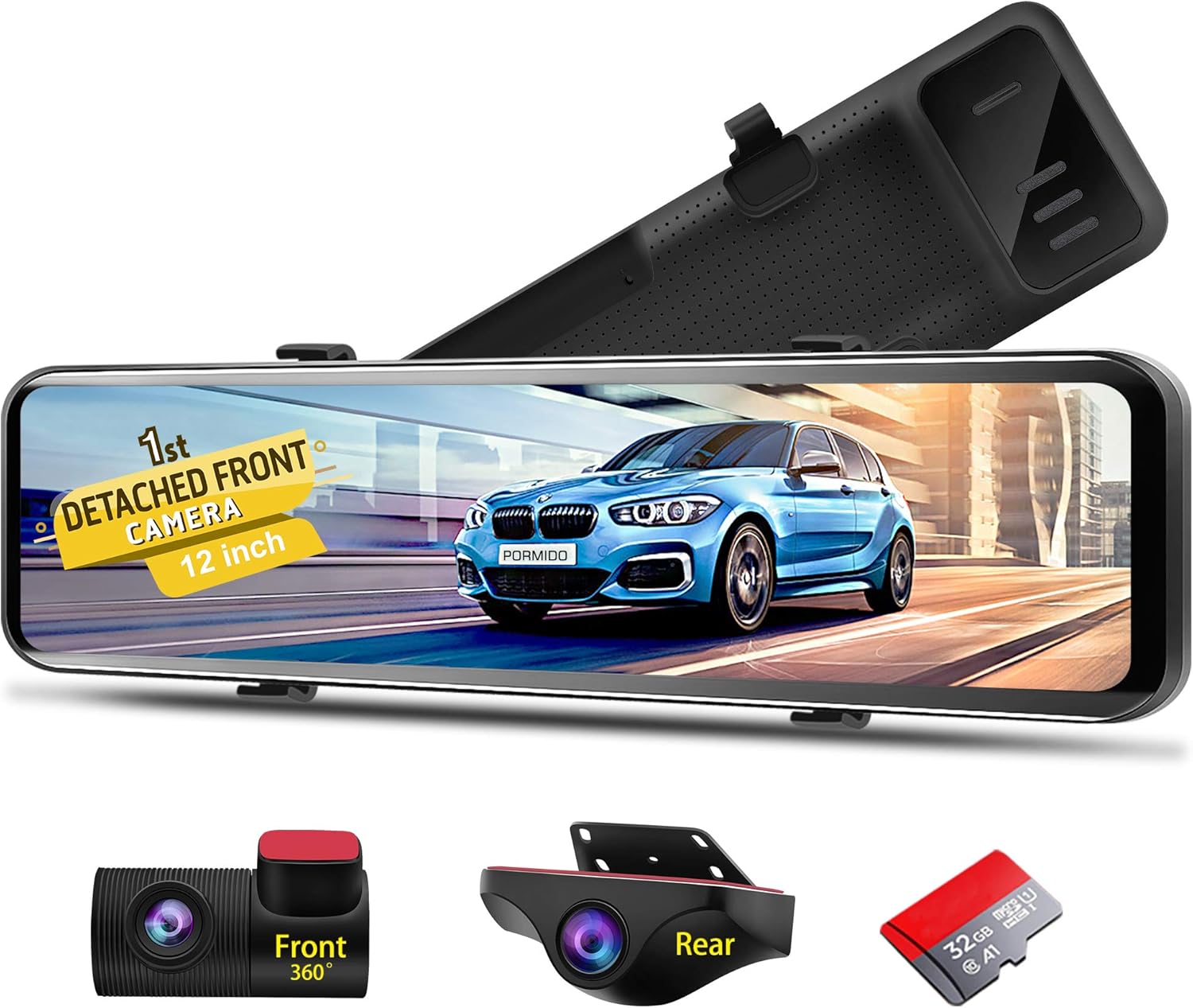 PORMIDO Mirror Dash Cam Front and Rear View Reverse Car Amazon.co.uk
