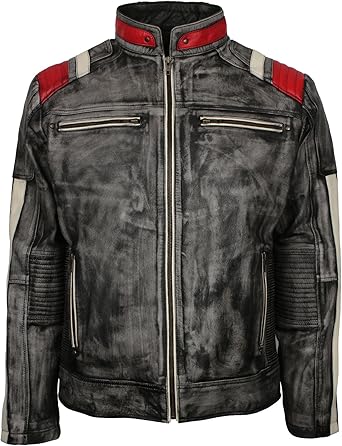 distressed grey leather jacket