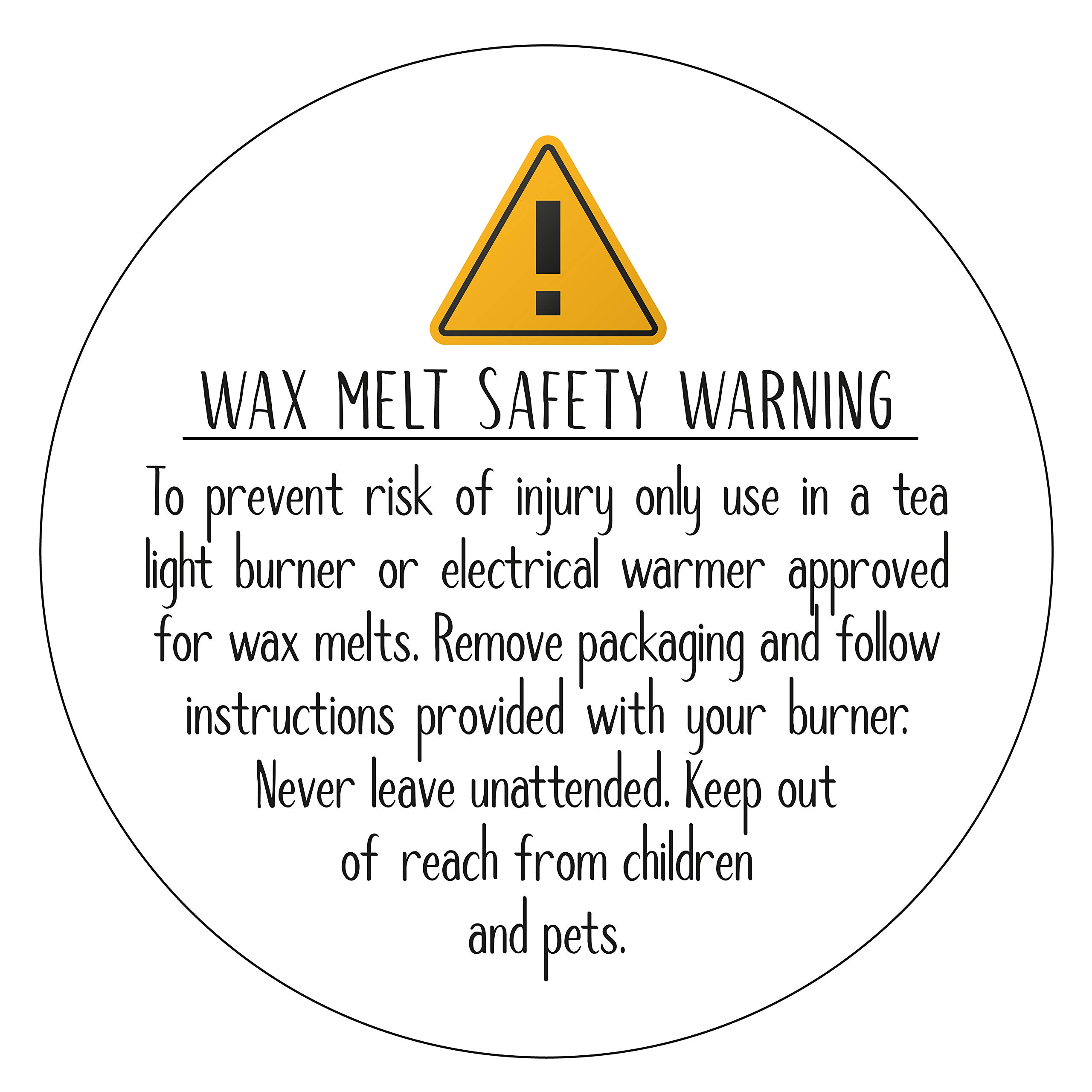 35mm Round Wax Melt Warning Stickers/Labels (Pack of 100, White)