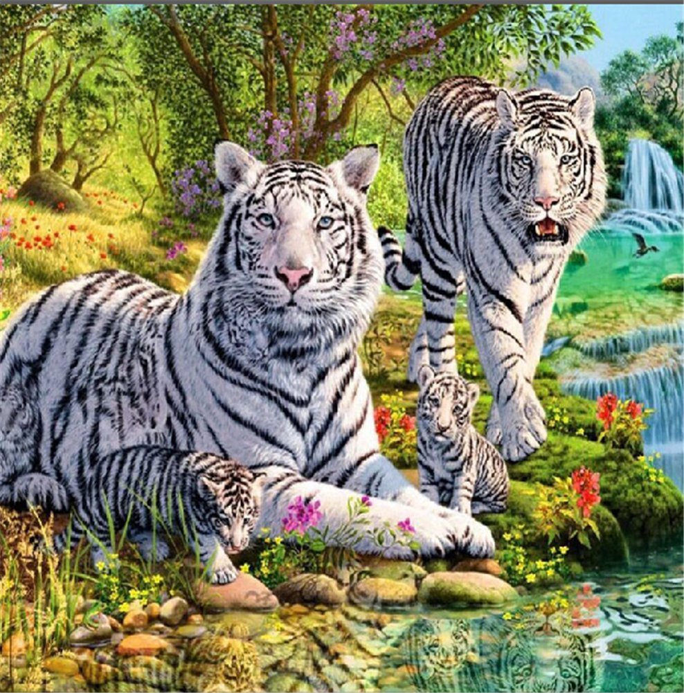 YEESAM ART 5D Diamond Painting Kits, Tigers Animal DIY Diamond Art Mosaic Cross Stitch Kit
