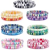 Ornaland Heishi Surfer Bracelets Set Polymer Clay Heishi Beads Stretch Bracelets Multi-Layer Stackable Friendship Bracelets Bohemia Summer Beach Jewelry for Women