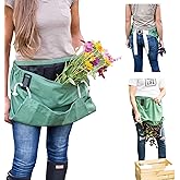 Roo Gardening Apron with Pockets & Harvesting, Picking Pouch - Adjustable, Water-resistant, Washable Canvas Cotton