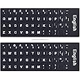 English Keyboard Letter Stickers,Universal English Computer Keyboard Replacement Stickers English Keyboard Black Background with White Lettering,Non Transparent(2PCS,English)