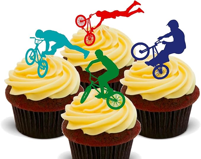 Made4You BMX Edible Cupcake Toppers Standup Wafer Cake Decorations