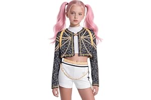 Enccfoeo Demon Cosplay Hunters Pop Singer Costume Kids Golden 3-14Y Girls Toddler Halloween Costumes Stage Performance Outfit