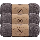 Lion Brand Yarn, Fishermen's Wool Crochet Yarn, Brown Heather, 3 Pack | Worsted Weight Wool Knit &amp; Crochet Fiber for Fishermen Sweaters, Cabled Cardigans, Warm Scarves, Mittens