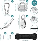 BELLE VOUS M20 Stainless Steel Crane Pulley Block 150kg 330lbs Set view 2