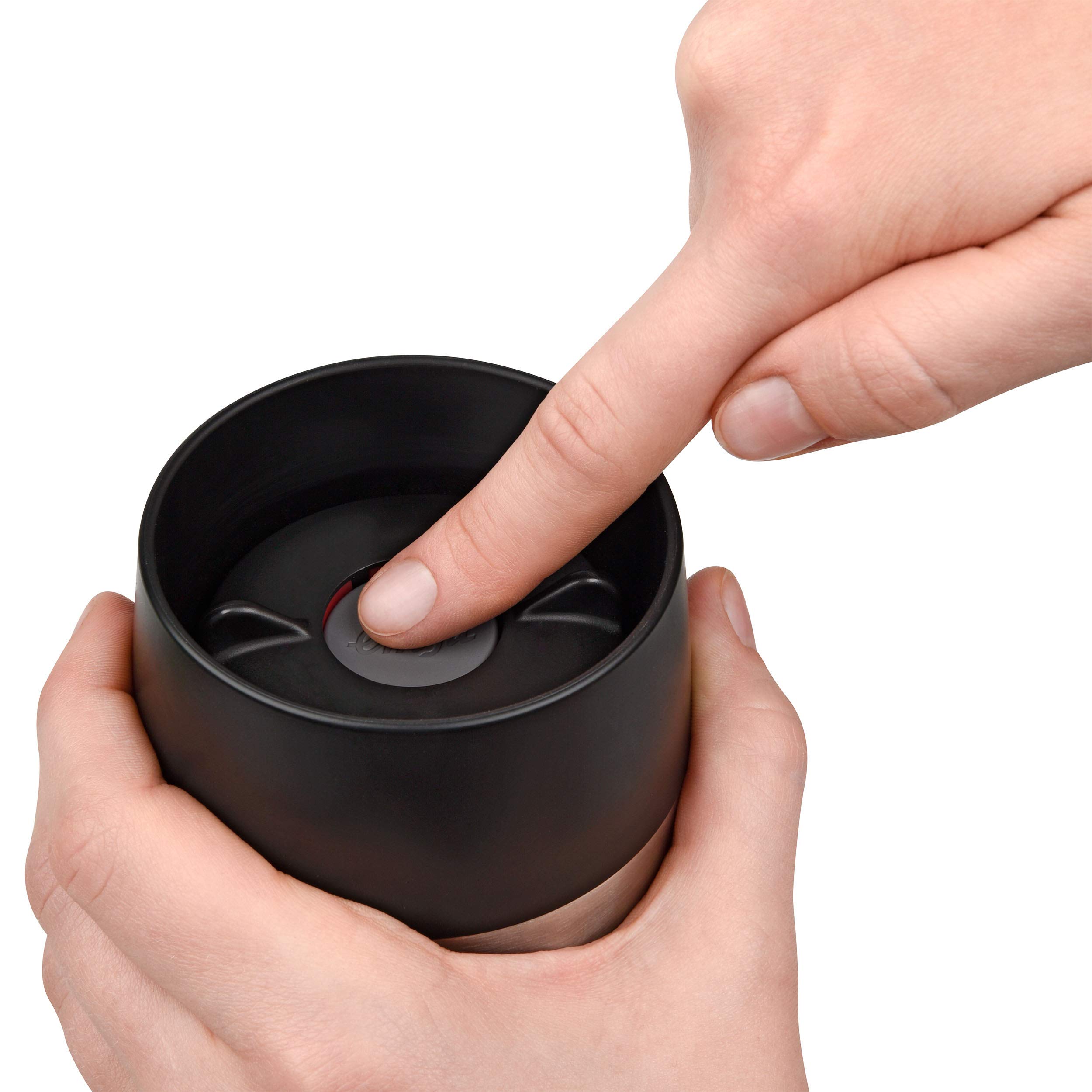 Emsa Travel Mug Classic Grande Thermobecher, 500 ml, Isolierbecher hält 6h heiß, 12h kalt, auslaufsicher, Quick-Press-Verschluss, 360 Grad-Trinköffnung, Kaffeebecher to go, Schwarz, 515615