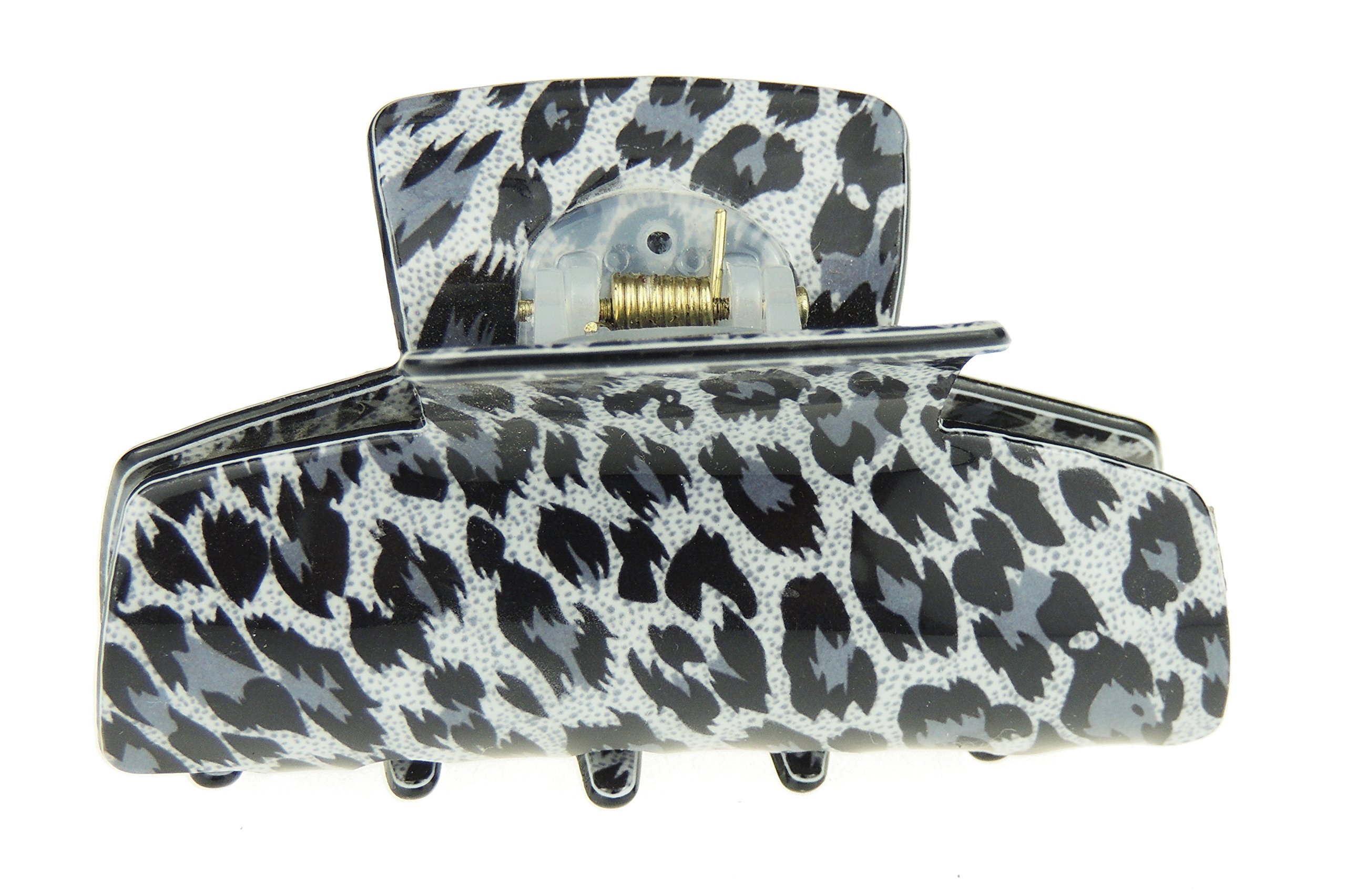 Womens Girls Strong Bridal Party Birthday Hair Accessories Bulldog Crab Octopus Jaw Medium Leopard Animal Cat Print Butterfly Hair Claw Clamp (Grey)