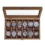 SONGMICS Watch Box, 12-Slot Watch Case, Solid Wood