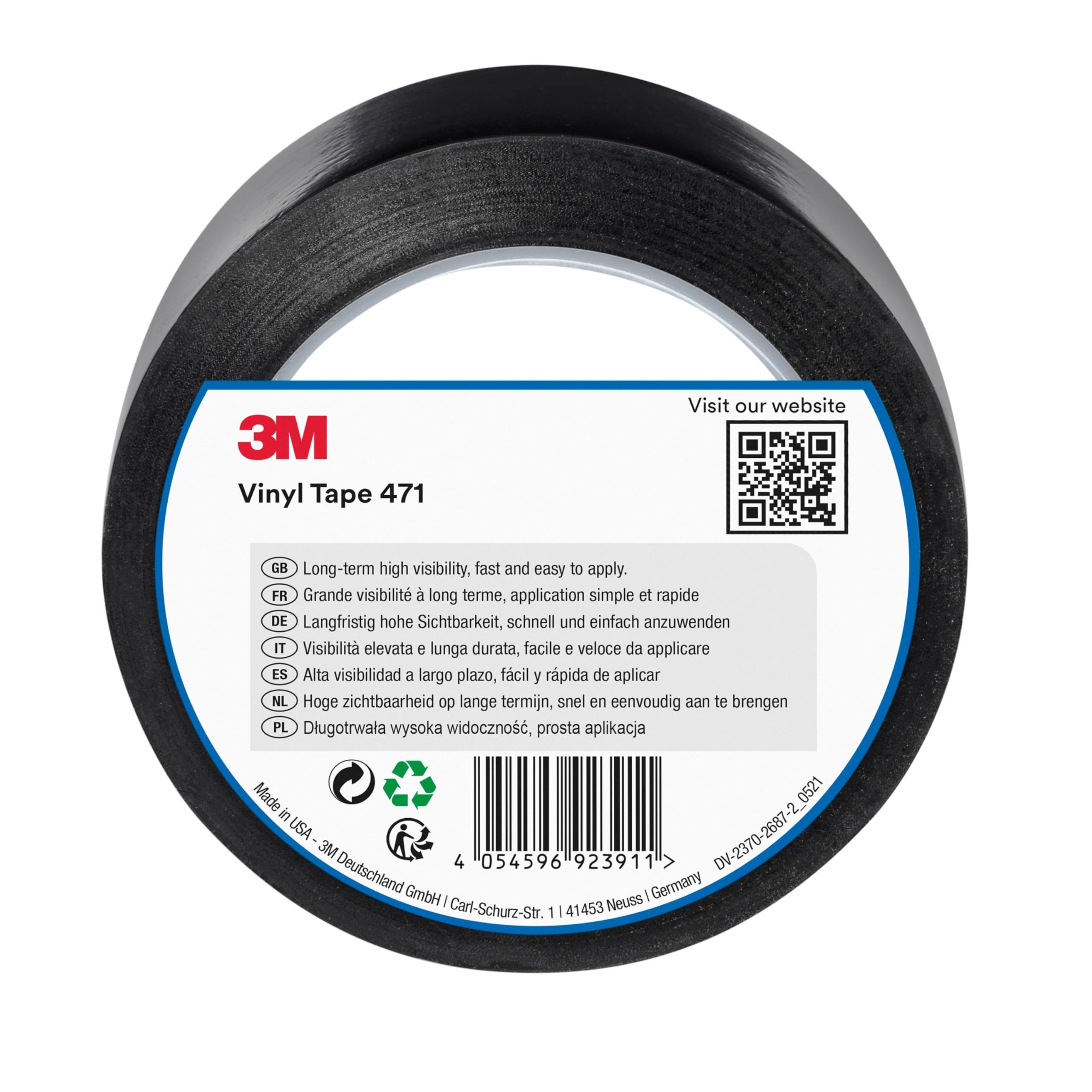 3M Vinyl Tape 471, 50 mm x 33 m, Black — image 1