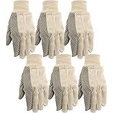 Wells Lamont Canvas Work Gloves, Economy Dotted, 6 Pair Pack (309K)