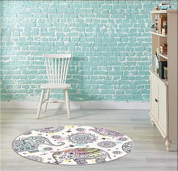 Amazon De Oedim Teppich Elefanten Mandala Pvc 120 X 120cm Pvc