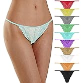 Umiehary 10 Pieces Low Rise G String Lace Breathable T Back Women Thongs