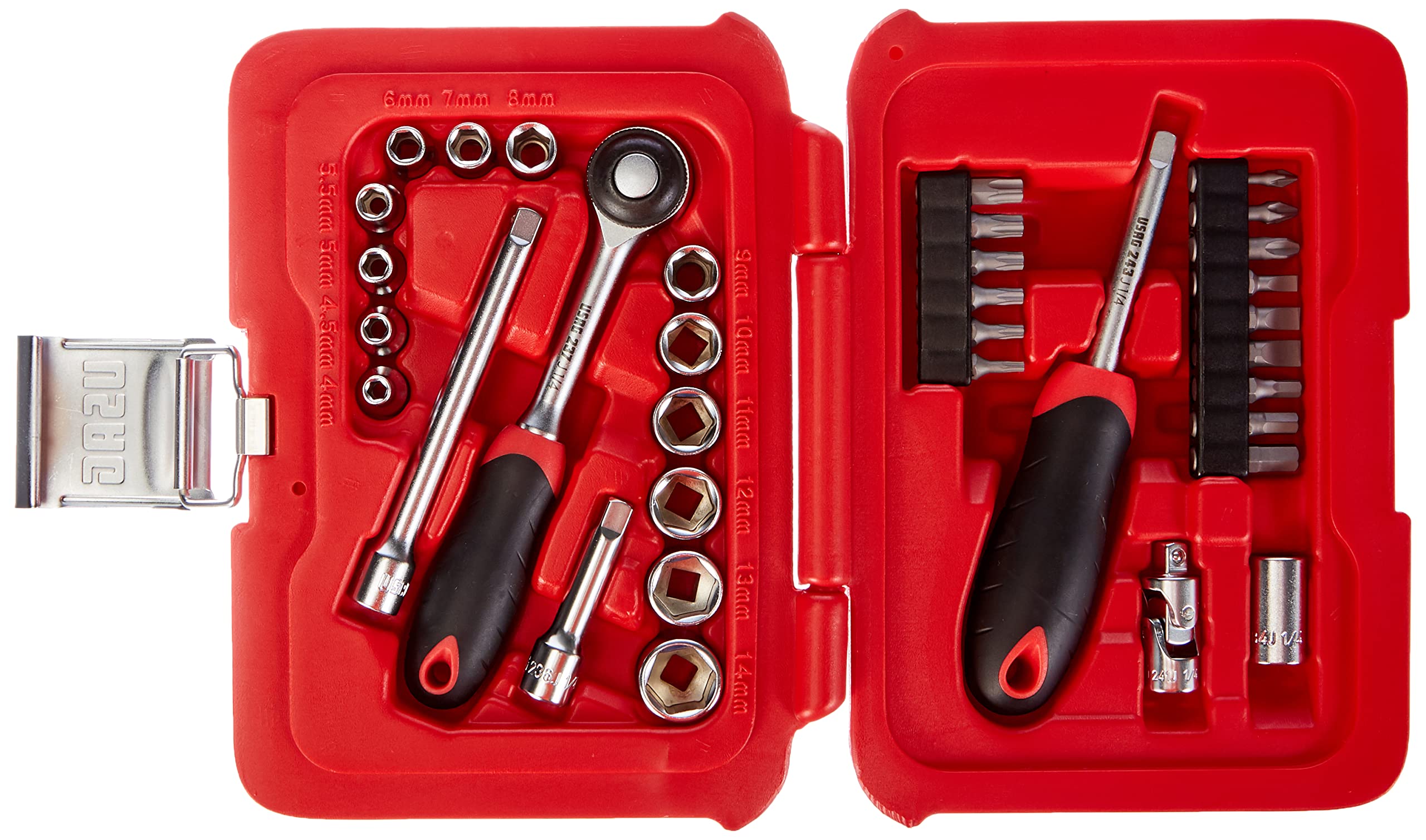 USAG U06010001 - 601 1/4"J34 - Assortment with hexagonal sockets and bits in modular box (34 pcs.)