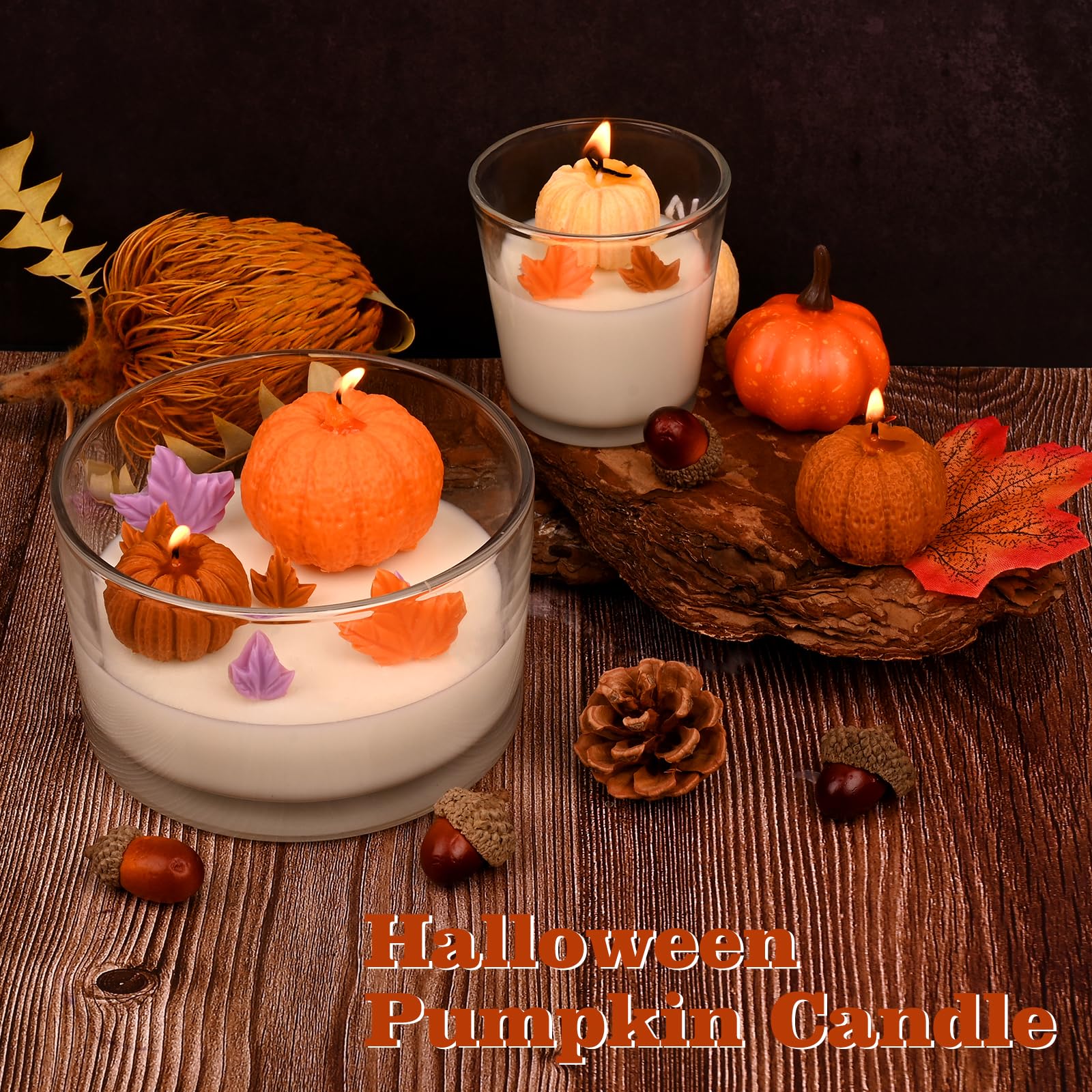 Sakolla 3D Pumpkin Candle Molds, 3 Pack Pumpkin Silicone Mold for DIY Epoxy Resin, Handmade Soap, Candle, Cake Baking