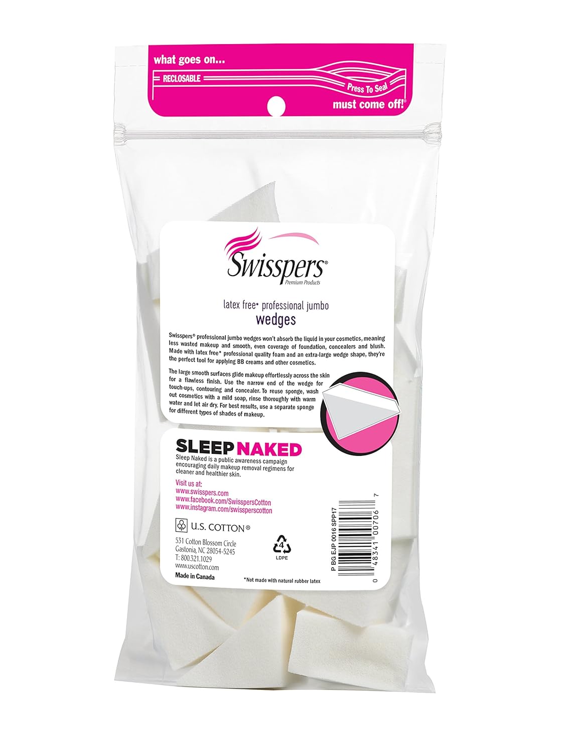 Swisspers Premium Pro Cosmetic Wedges, Latex-Free Makeup Wedge, Jumbo Size, 16 Count Bag : Makeup Wedges : Beauty