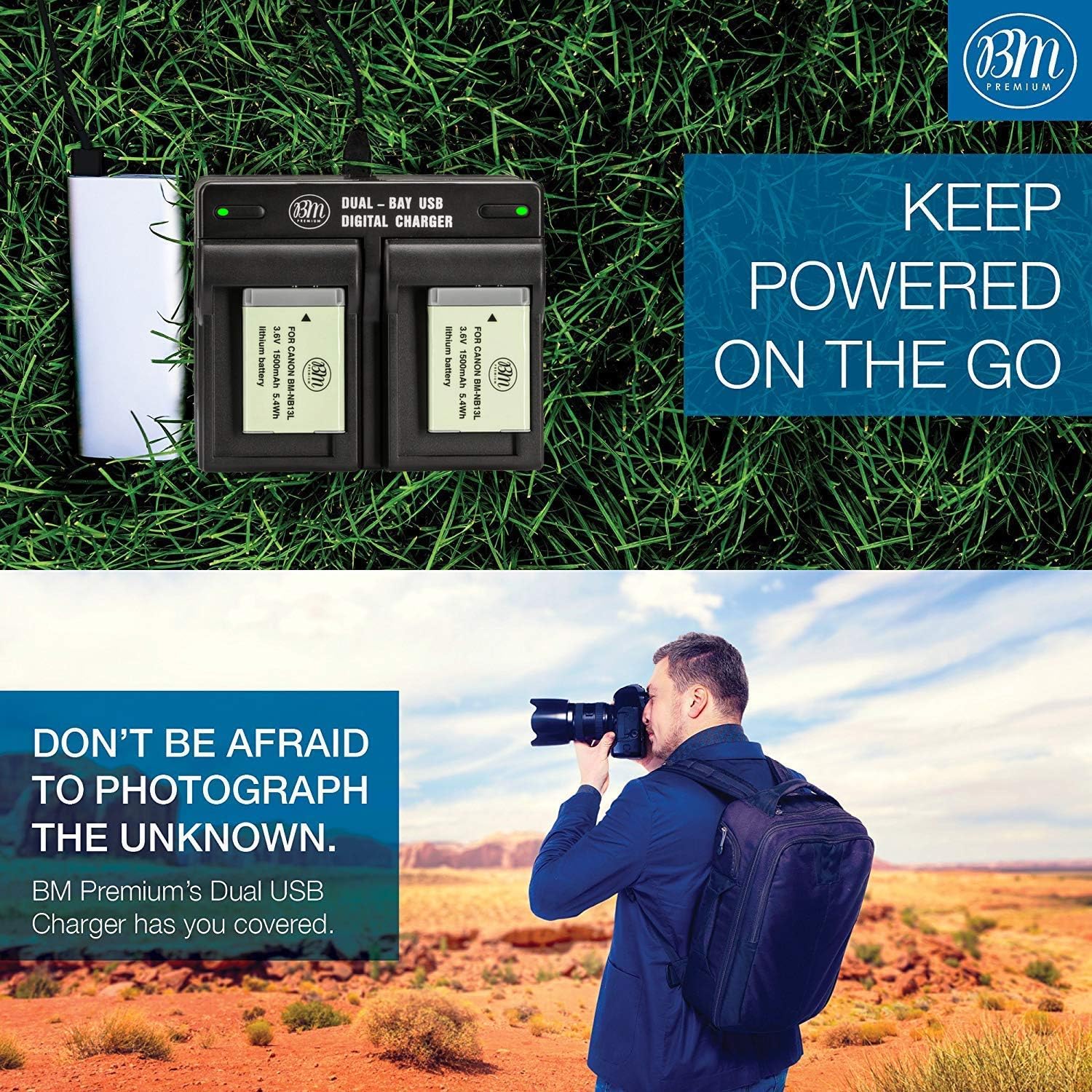 BM 2-Pack of NB-13L Batteries and Dual Battery Charger for Canon PowerShot SX740 HS, G1 X Mark III, G5 X, G5 X Mark II, G7 X, G7 X Mark II, G7 X Mark III, G9 X, G9 X Mark II, SX620 HS, SX720 HS Camera : Camera & Photo