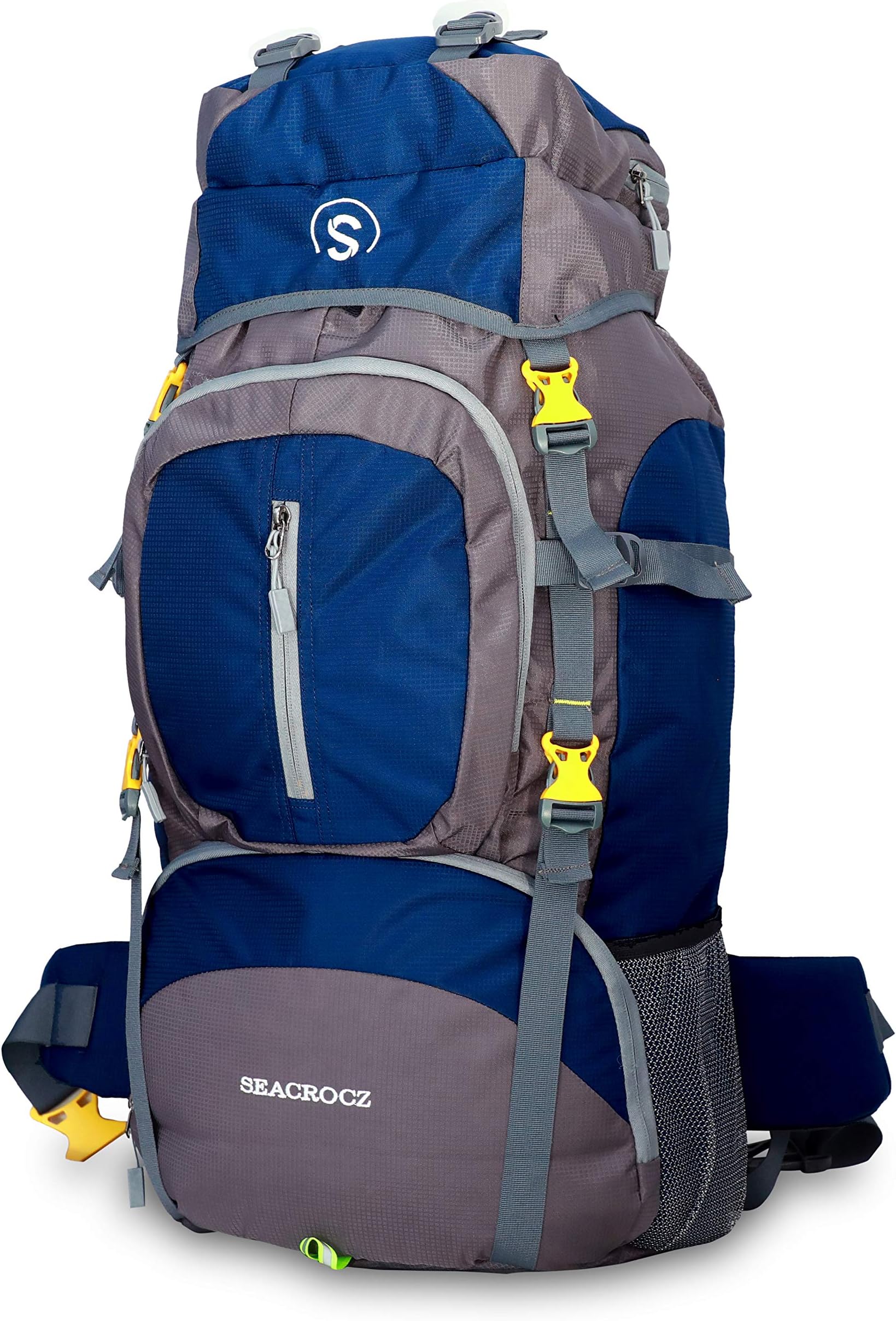 70L Rucksack Hiking Trekking Camping Travel Backpack Outdoor Sport Rucksack Bag for Men and Women with Laptop Compartment 1 Year Warranty (Navyblue with Grey)