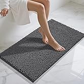 Yimobra Long Bathroom Rugs 44"x24", Extra Soft Non Slip Bath Mat for Tub, Super Absorbent Quick Dry Shaggy Rug Floor Carpet, Machine Washable,Dark Gray