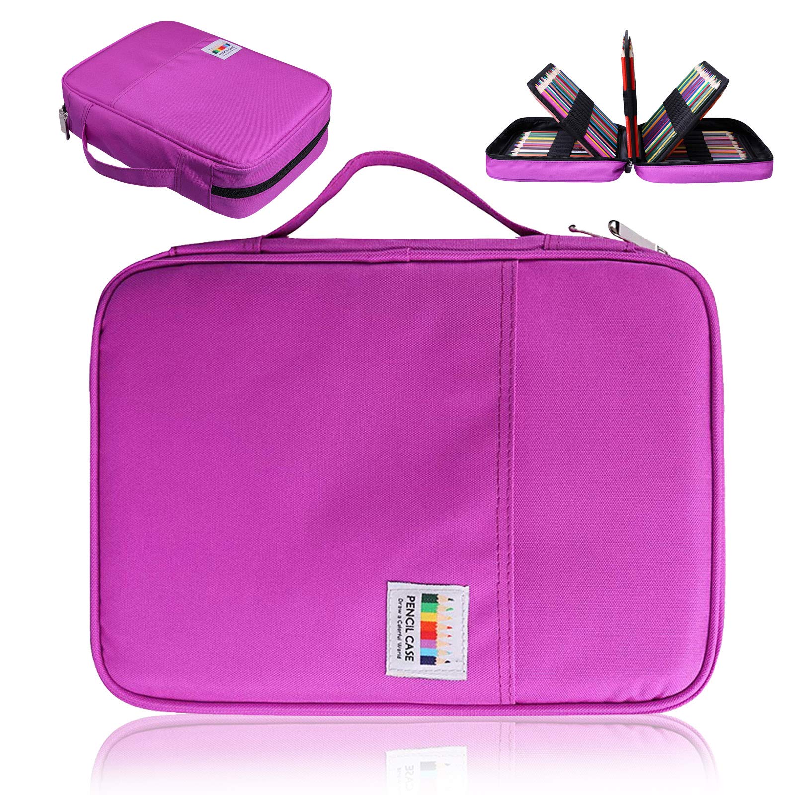 AYVANBER Colored Pencil Case 220 Slots Gel Pens Holder Waterproof Organizer Bag Portable Artist Painting Pencil Pouch Handy Storage Box for Watercolor Pens or Markers and Stationery Supply (Purple)