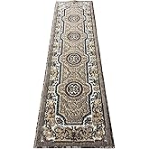 YHSF Traditional Floral Area Rug - Washable Carpet for Entryway, Kitchen, or Dining Room - Easy Clean Colorful Flower Rug - B