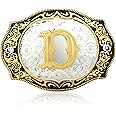 Vintage Fashion Western Belt Buckle A to Z Initial Letter Cowboy Belt Buckles for Men