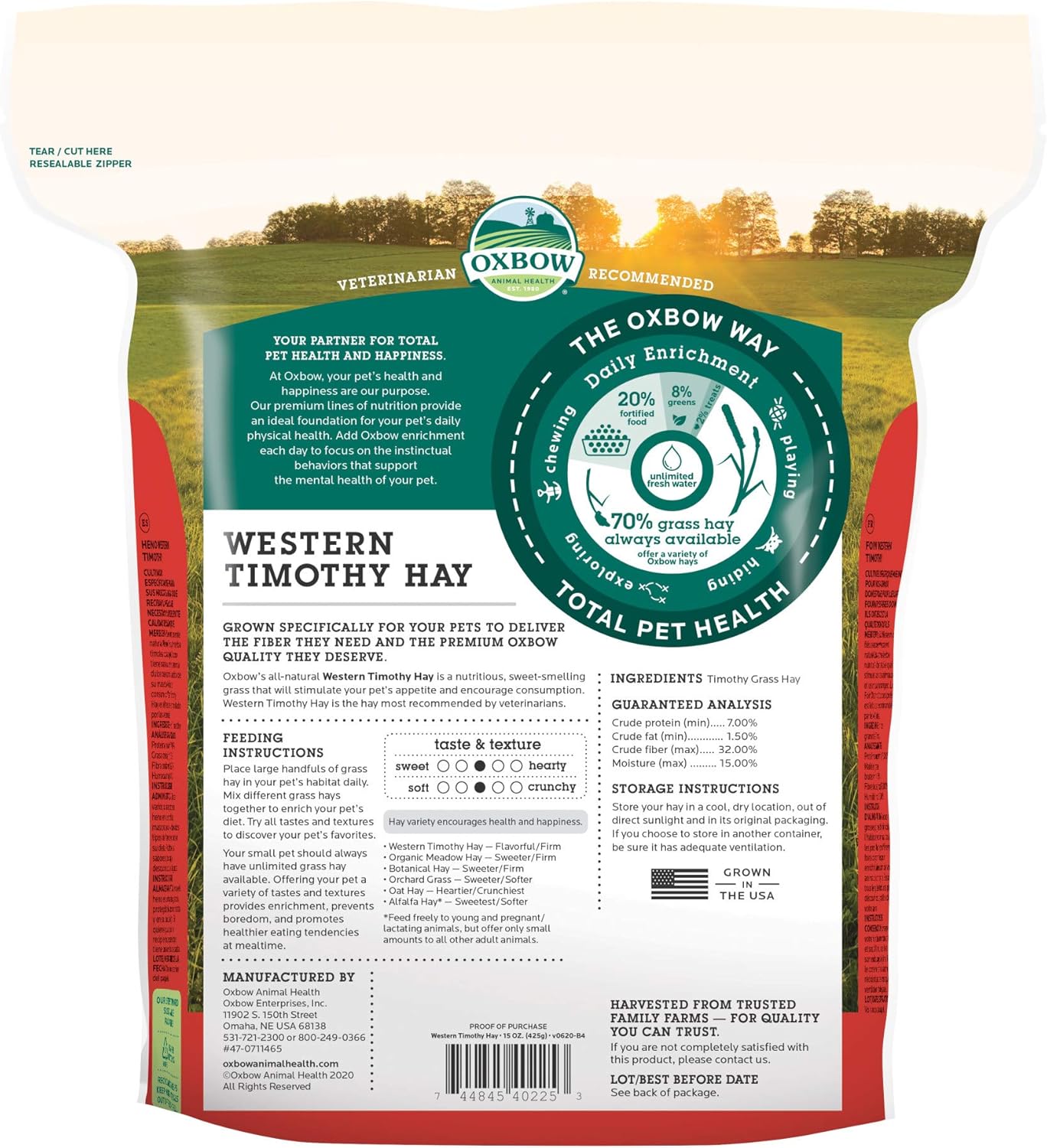 Petlife Oxbow Western Timothy Hay for Small Pet 425 g, 425 g (Pack of 1) - Image 3