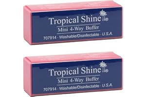 Tropical Shine Mini 4 Way Buffer Block - Professional Nail Buffering Block for Shaping, Smoothing, and Polishing Nails - Portable Nail Care (2 Pack)