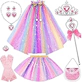 FunMission Princess Dress Up for Little Girl Toys, 9Pcs Christmas Costumes for Kids, Princess Costume Girls, Dress up Clothes for Play, Princess Cape with Crown, Present for Ages 3+
