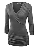LL WT1255 Women's Deep V Neck 3/4 Sleeve Slim