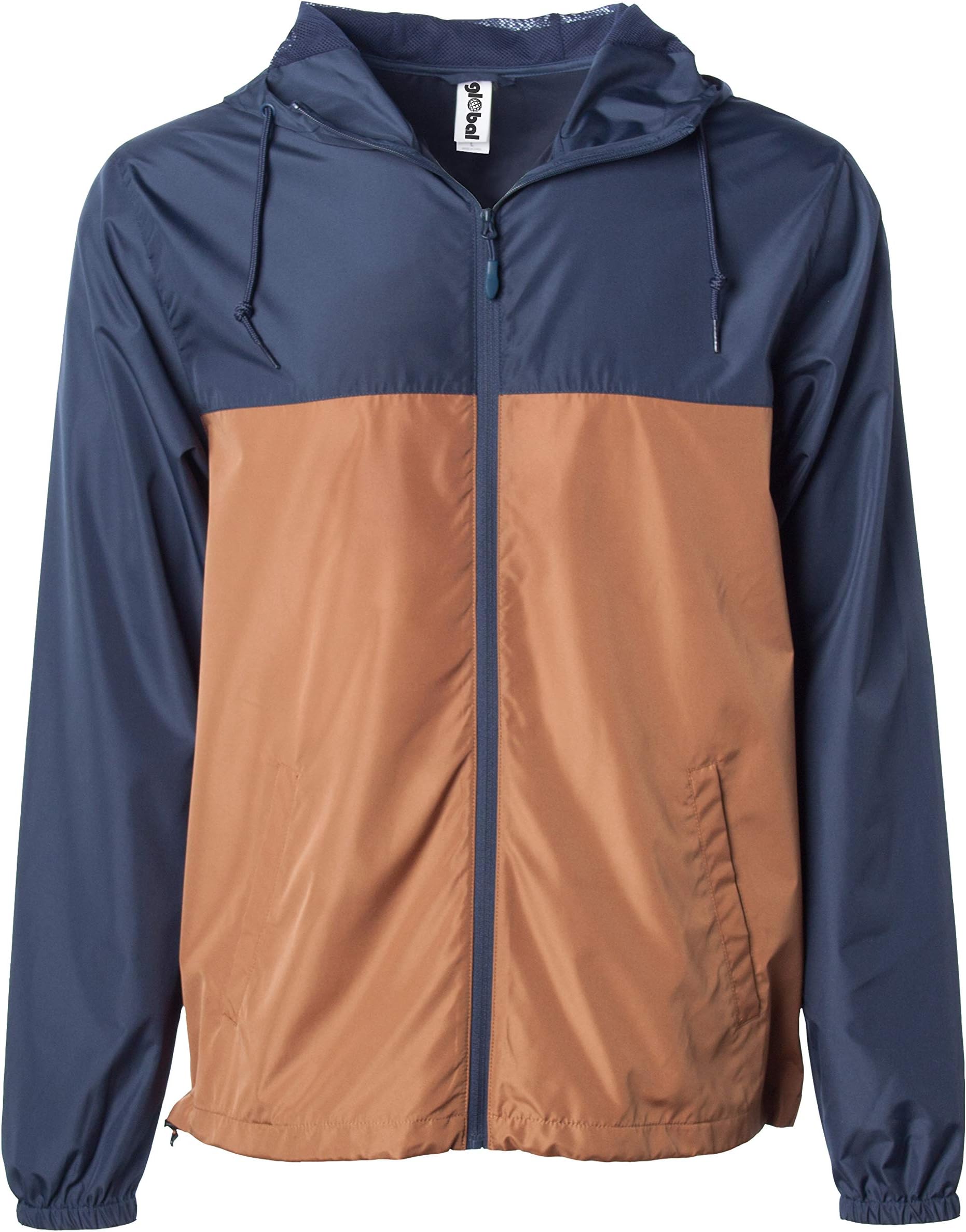 Global Blank Men’s Lightweight Windbreaker Winter Jacket Water Resistant Shell